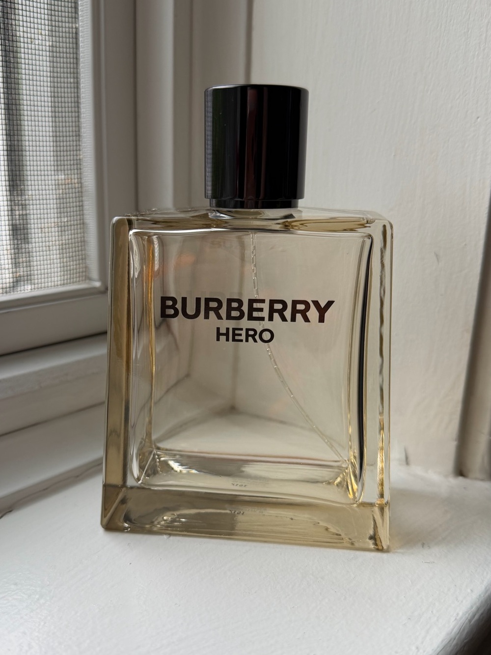 EMPTY Burberry Clear Glass Bottle with Amber Liquid and Black Cap